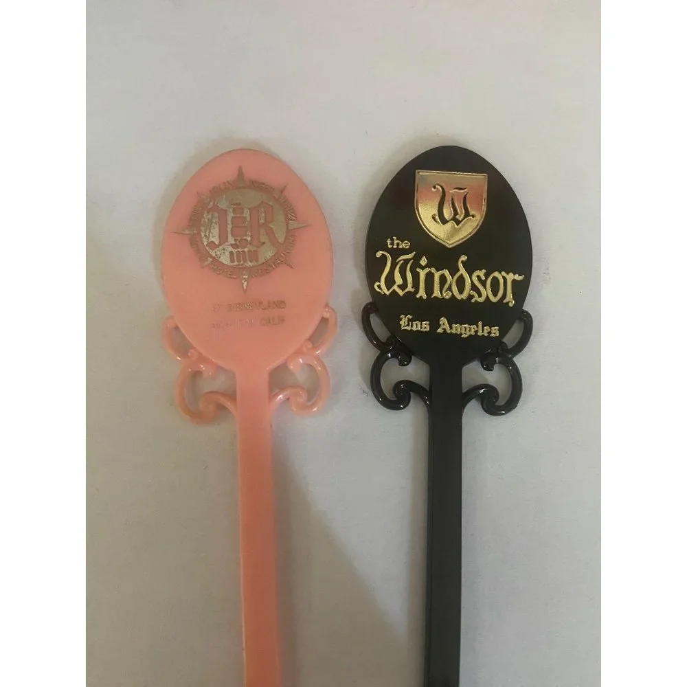 The Windsor Los Angeles and The JR Hotel Vintage 60s Black And Pink Swizzle Stic